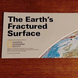 National Geographic Earth's Fractured Surface Map of the Globe April 1995